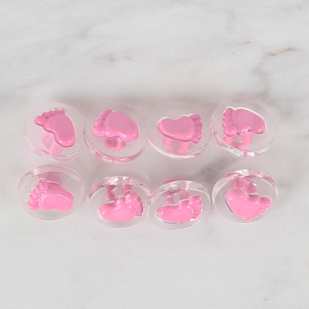 Loren Crafts 8 li Şeffaf Pembe ayak Düğme - 252