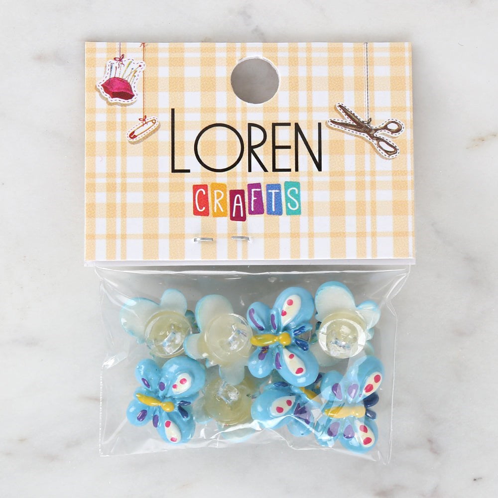 Loren Crafts Mavi 8'li Düğme - 3021