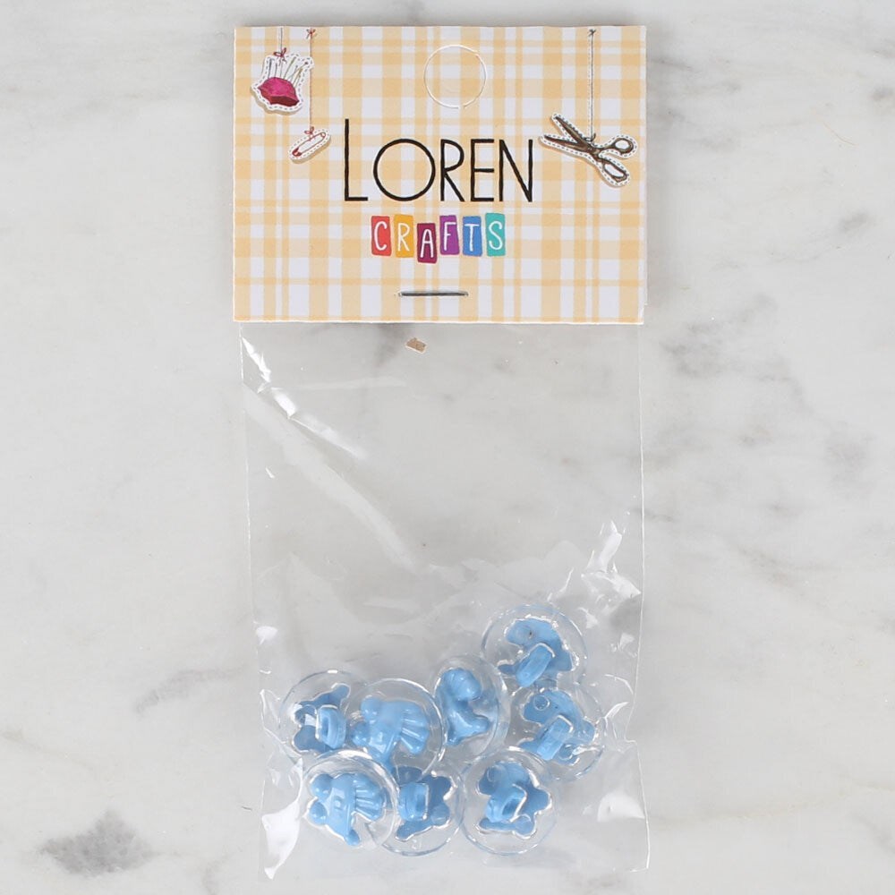 Loren Crafts 8 li Şeffaf Mavi Bebek Arabası Düğme