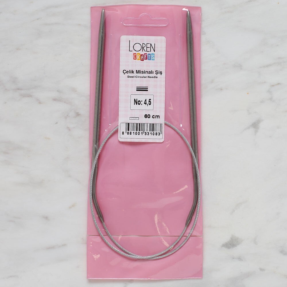 Loren Crafts 4,5 mm Çelik Misinalı Şiş 60 cm