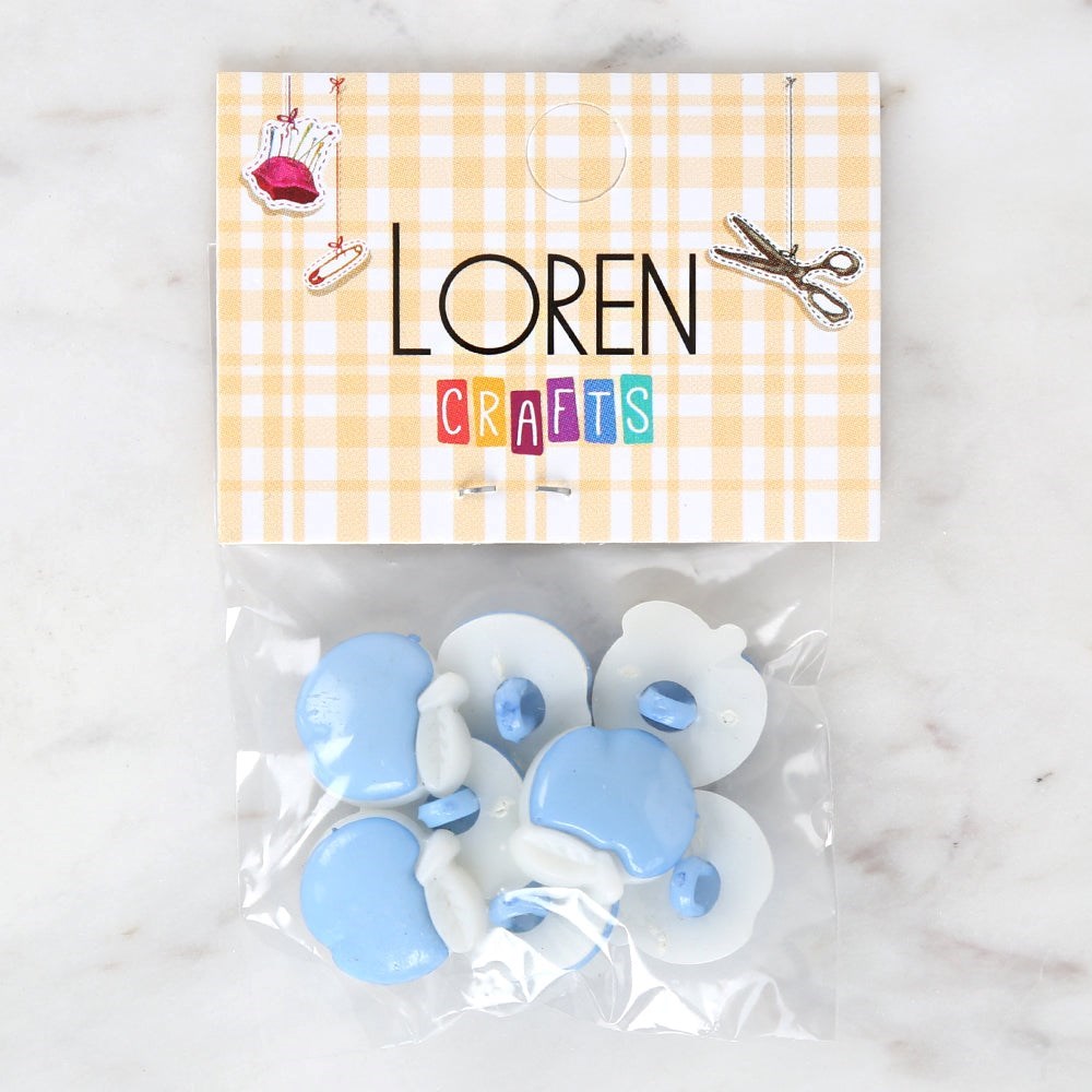 Loren Crafts Bebe Mavi 8'li Düğme - 3006