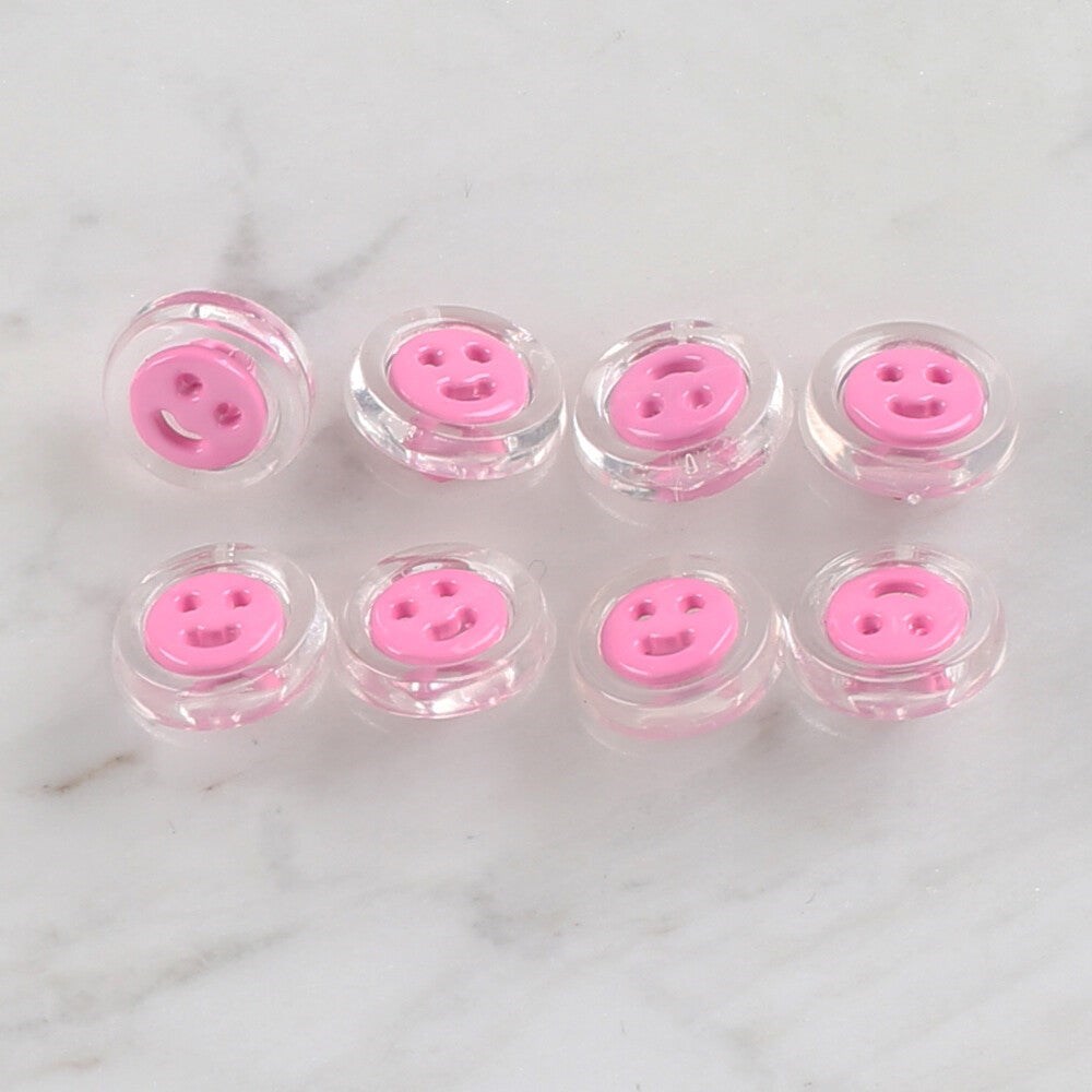 Loren Crafts 8 li Şeffaf Pembe Düğme - 260