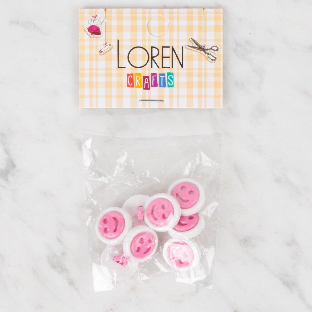 Loren Crafts 8 li Koyu Pembe Gülen Yüz Düğme - 636