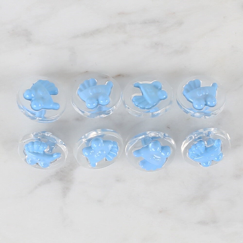 Loren Crafts 8 li Şeffaf Mavi Bebek Arabası Düğme