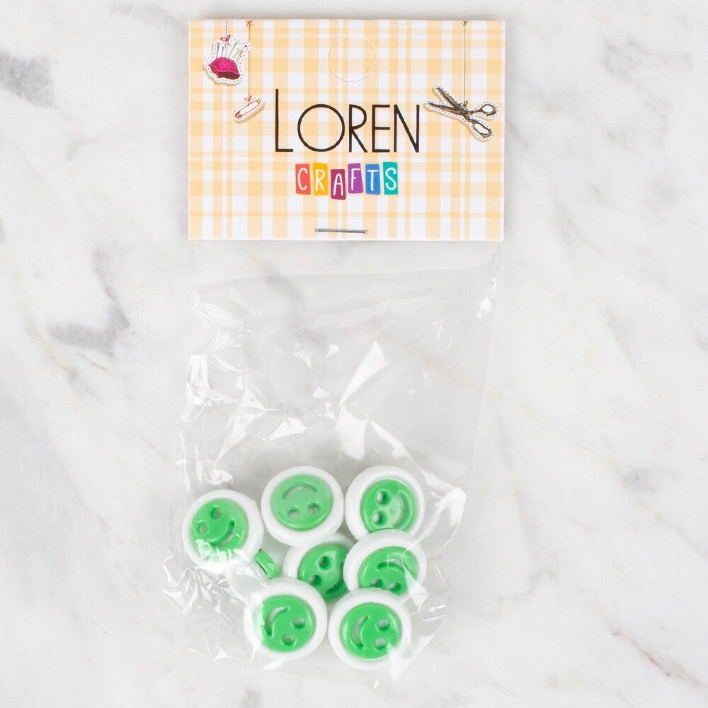 Loren Crafts 8 li Yeşil Gülen Yüz Düğme - 638