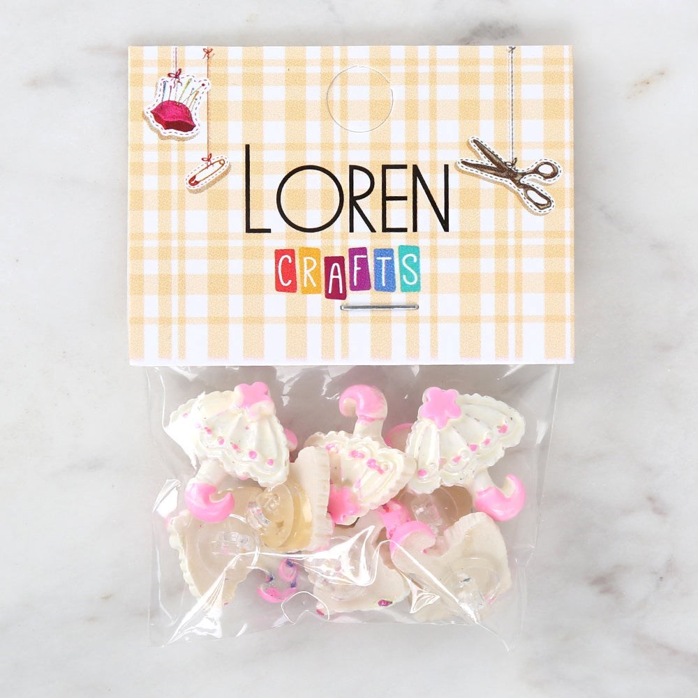 Loren Crafts Pembe 8'li Düğme - 3008