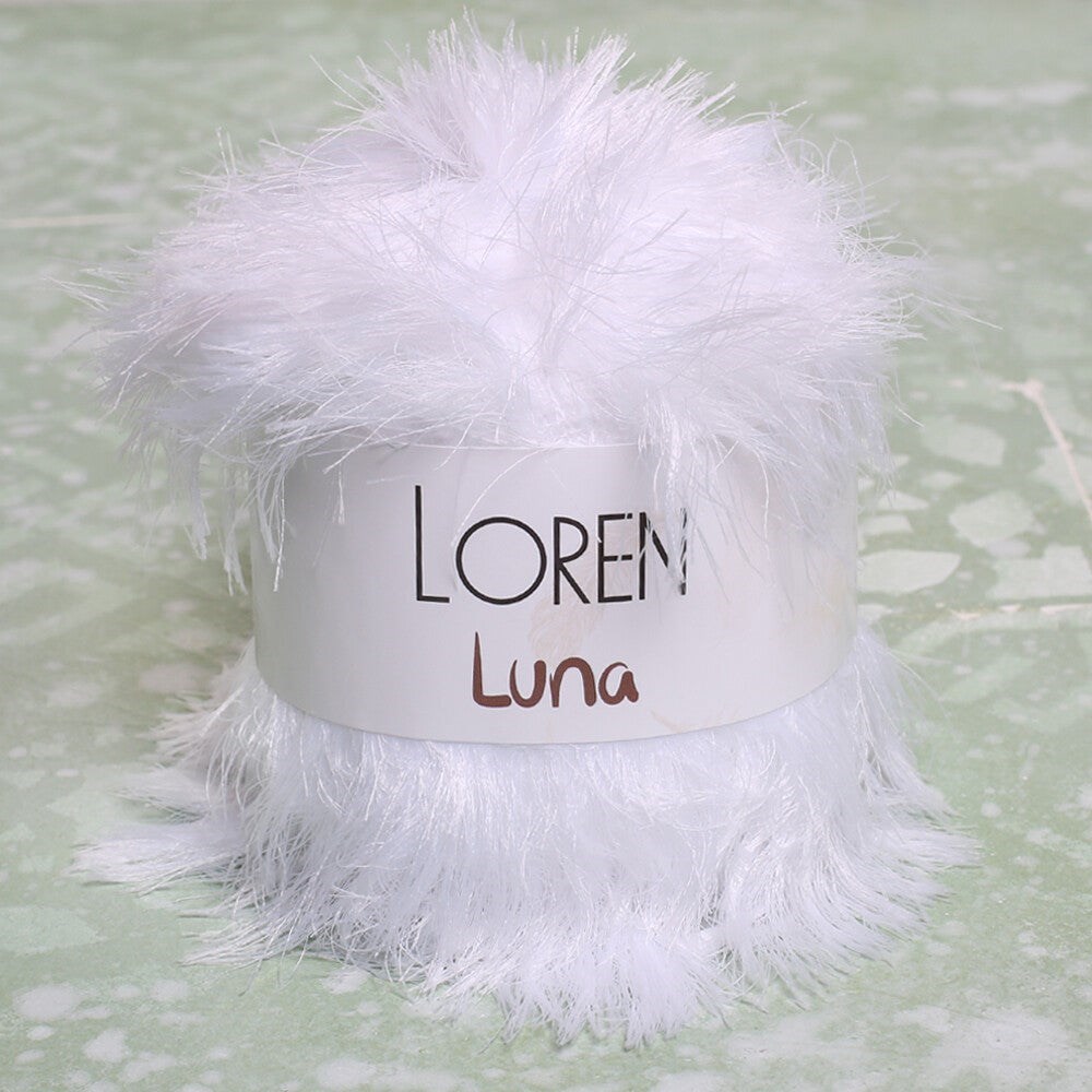 Loren Luna Tavşan Tüyü Beyaz El Örgü İpi - R001 - 34006