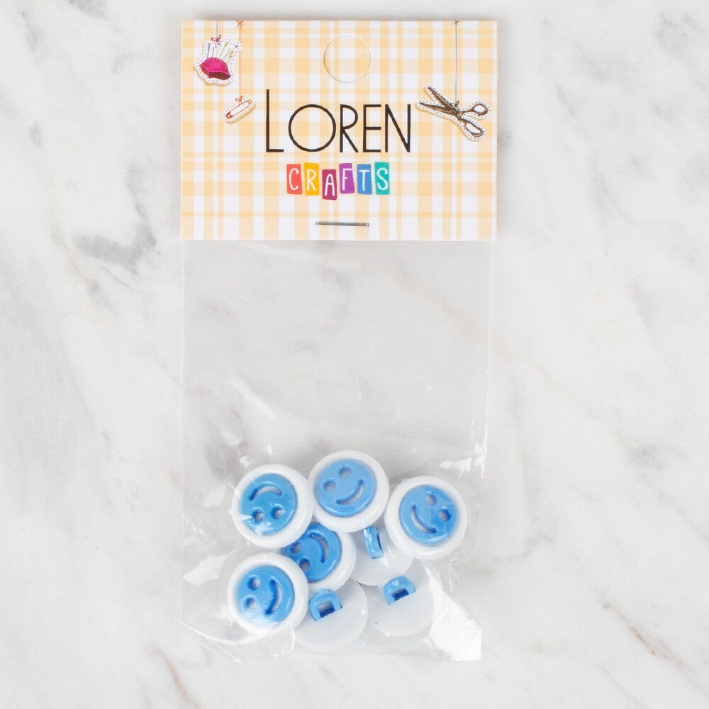 Loren Crafts 8 li Turkuaz Gülen Yüz Düğme - 633
