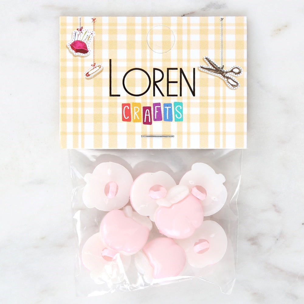 Loren Crafts Bebe Pembe 8'li Düğme - 3002