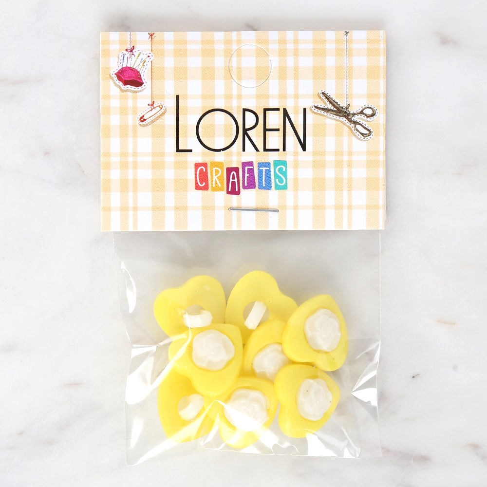 Loren Crafts Sarı 8'li Düğme - 3049