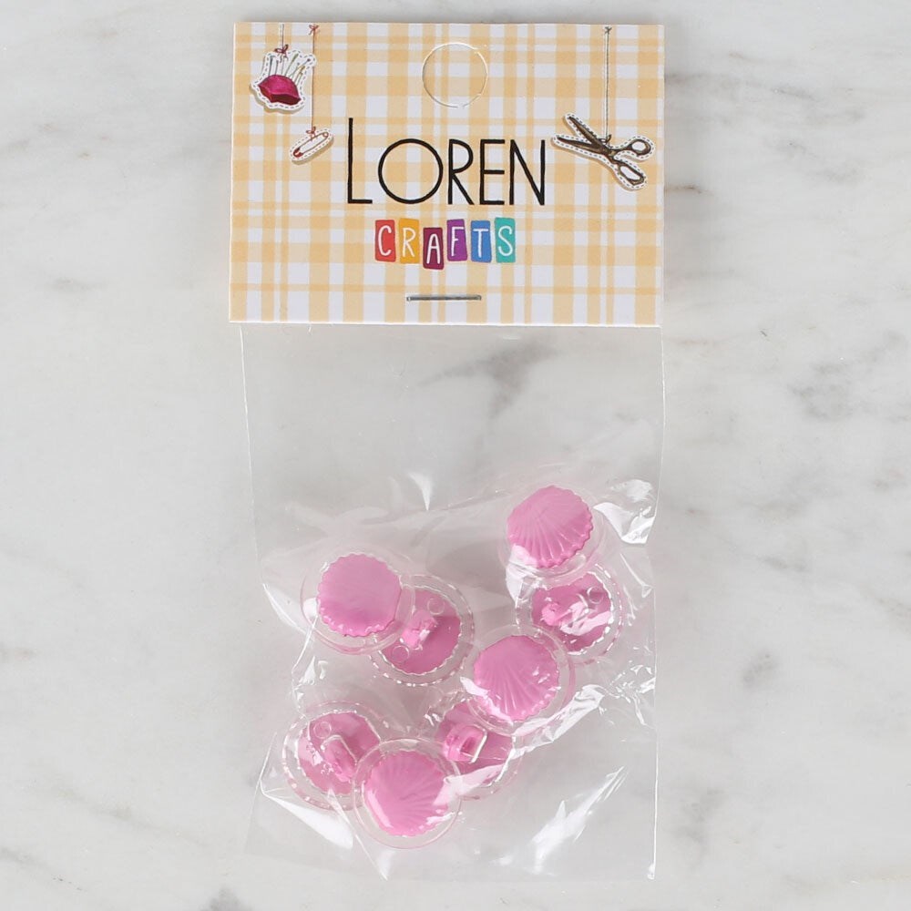 Loren Crafts 8 li Şeffaf Pembe Deniz Kabuğu Düğme