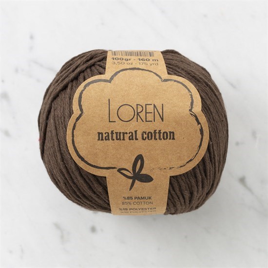 Loren Natural Cotton Kahverengi El Örgü İpi - R035 - 33898