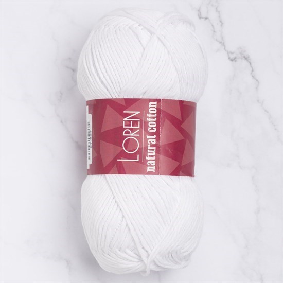 Loren Natural Cotton Beyaz El Örgü İpi - R001 - 33689