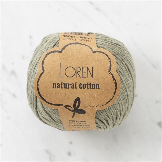 Loren Natural Cotton Küf Yeşili El Örgü İpi - R089 - 33926