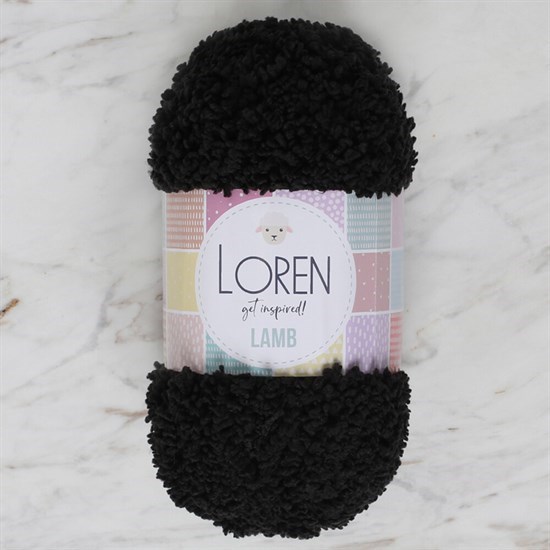 Loren Lamb Siyah El Örgü İpi - R004 - 34423