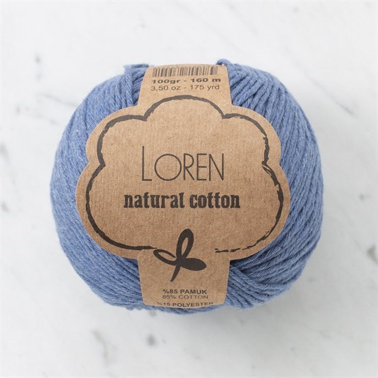 Loren Natural Cotton Kot Mavisi El Örgü İpi - R101 - 33905