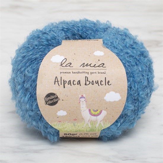 La Mia Alpaca Boucle 50 Gr Mavi El Örgü İpi - L339 - 34390