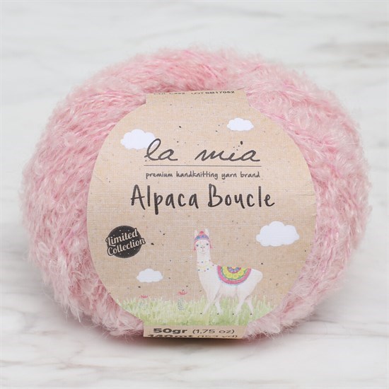 La Mia Alpaca Boucle 50 Gr Pembe El Örgü İpi - L332 - 34387