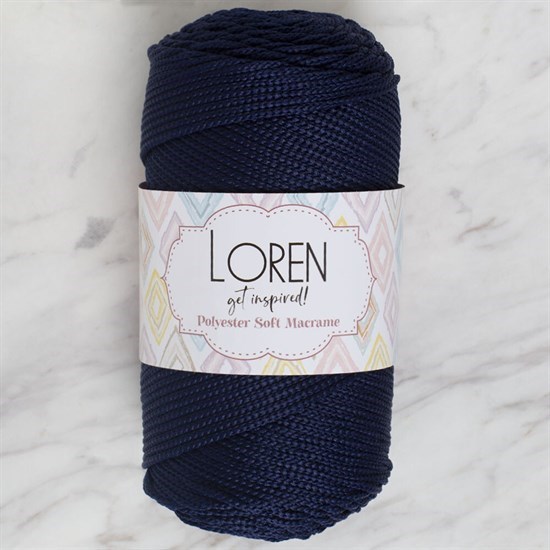 Loren Polyester Soft Macrame Koyu Lacivert El Örgü İpi - LM030 - 34436