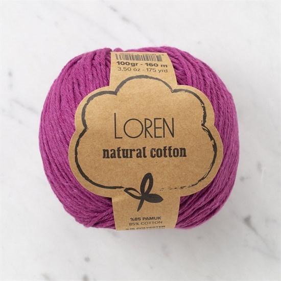 Loren Natural Cotton Mor El Örgü İpi - R098 - 33907