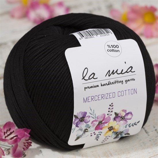 La Mia Mercerized Cotton Siyah El Örgü İpi - 1 - 33601