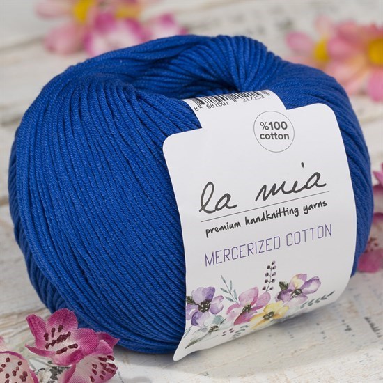 La Mia Mercerized Cotton Mavi El Örgü İpi - 103 - 33591