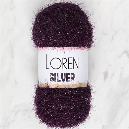 Loren Silver Patlıcan Moru El Örgü İpi - RS0109 - 34082