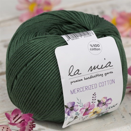 La Mia Mercerized Cotton Koyu Yeşil El Örgü İpi - 157 - 33586