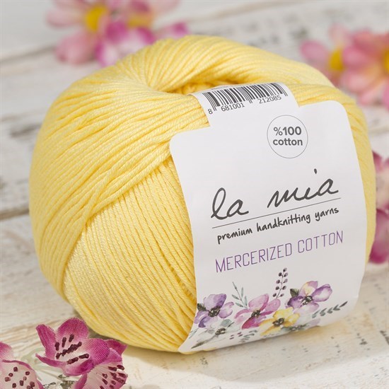 La Mia Mercerized Cotton Sarı El Örgü İpi - 177 - 33584