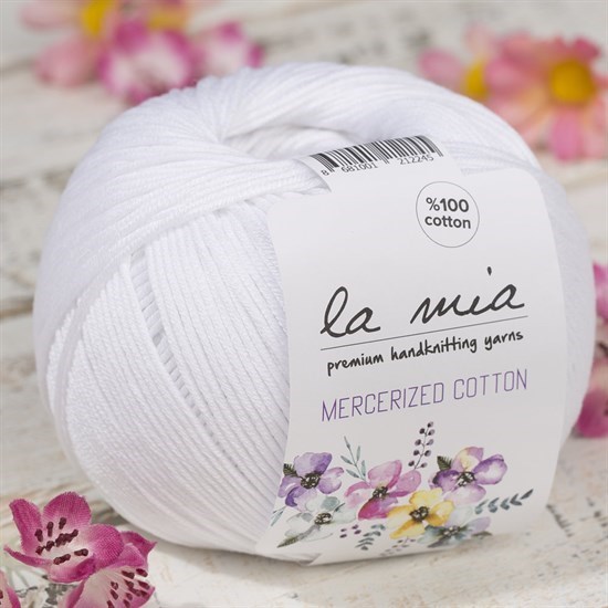 La Mia Mercerized Cotton Beyaz El Örgü İpi - 2 - 33600