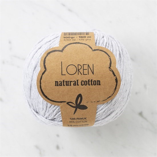 Loren Natural Cotton Açık Gri El Örgü İpi - R080 - 33902