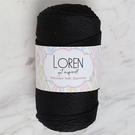 Loren Polyester Soft Macrame Siyah El Örgü İpi - LM040 - 34445