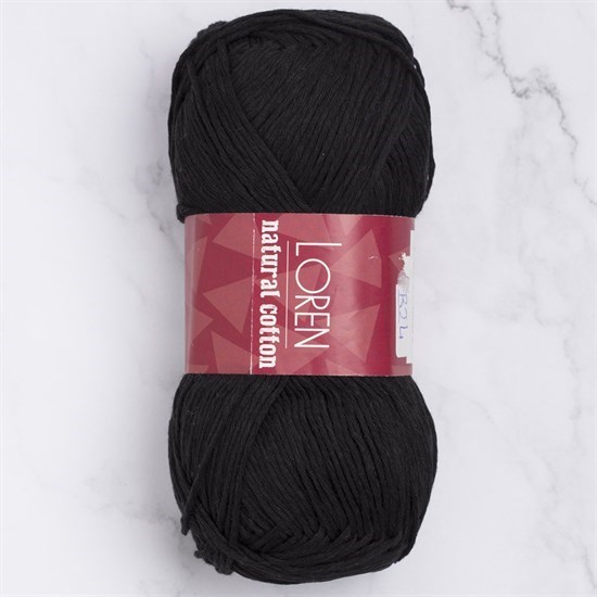 Loren Natural Cotton Siyah El Örgü İpi - R004 - 33692