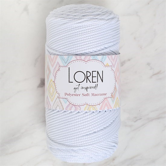 Loren Polyester Soft Macrame Optik Beyaz El Örgü İpi - LM001 - 34426