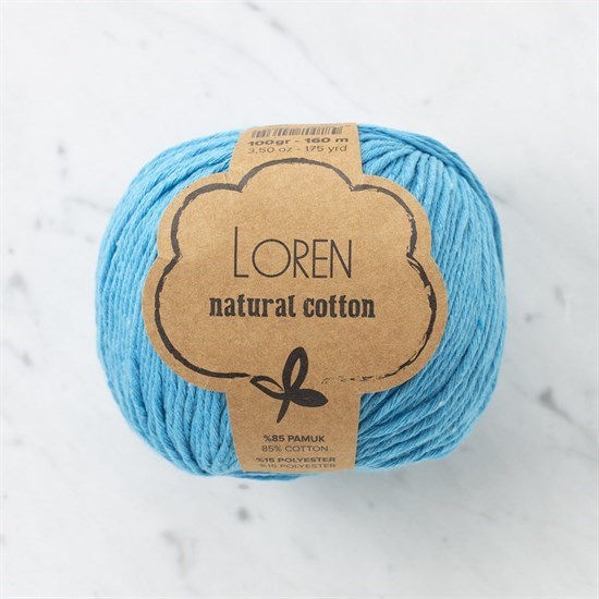 Loren Natural Cotton Turkuaz El Örgü İpi - R091 - 33923