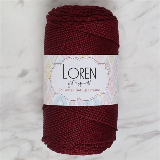 Loren Polyester Soft Macrame Bordo El Örgü İpi - LM039 - 34444