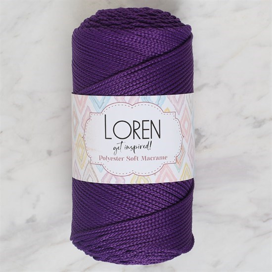 Loren Polyester Soft Macrame Koyu Mor El Örgü İpi - LM037 - 34442