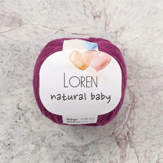 Loren Natural Baby Patlıcan Moru El Örgü İpi - R098 - 33821