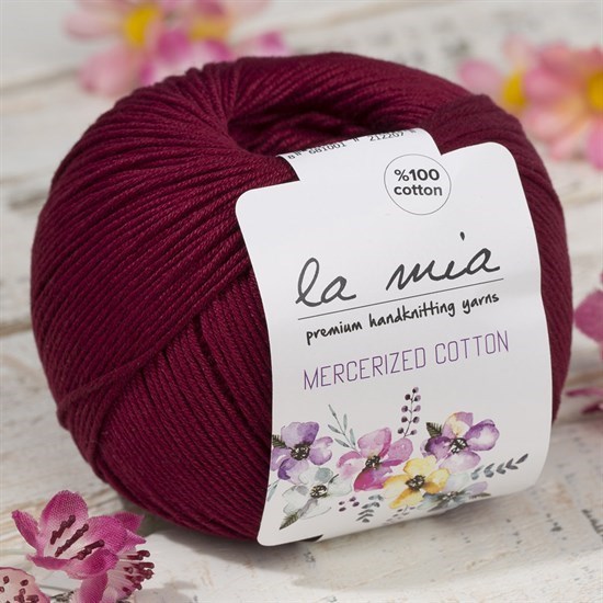 La Mia Mercerized Cotton Bordo El Örgü İpi - 23 - 33596