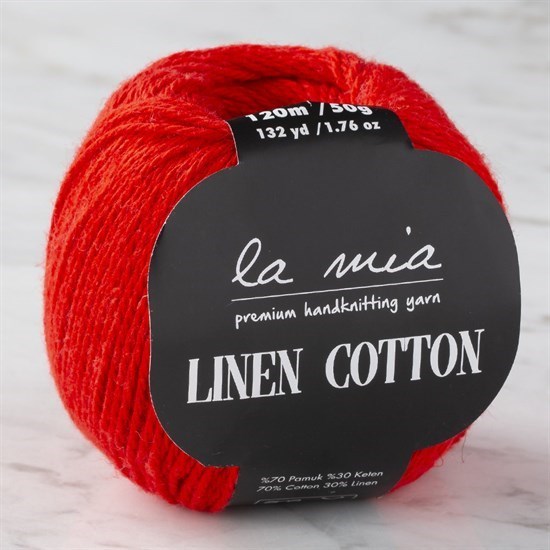 La Mia Linen Cotton Kırmızı El Örgü İpi - L004 - 33864