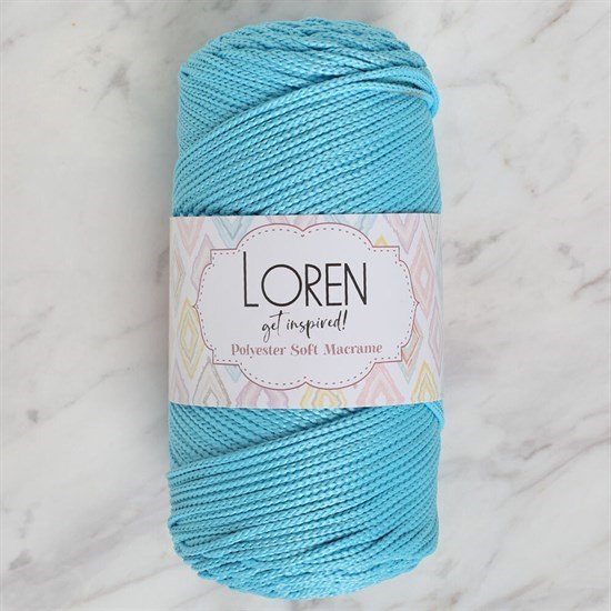 Loren Polyester Soft Macrame Turkuaz El Örgü İpi - LM045 - 34447