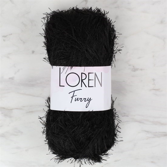 Loren Furry Siyah El Örgü İpi - RF1001 - 34066