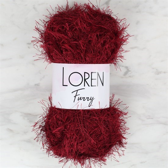 Loren Furry Bordo El Örgü İpi - RF026 - 34054