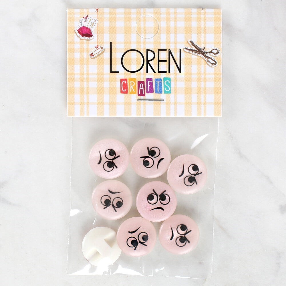 Loren Crafts 8'Li Kızgın Yüz Düğme - 1021