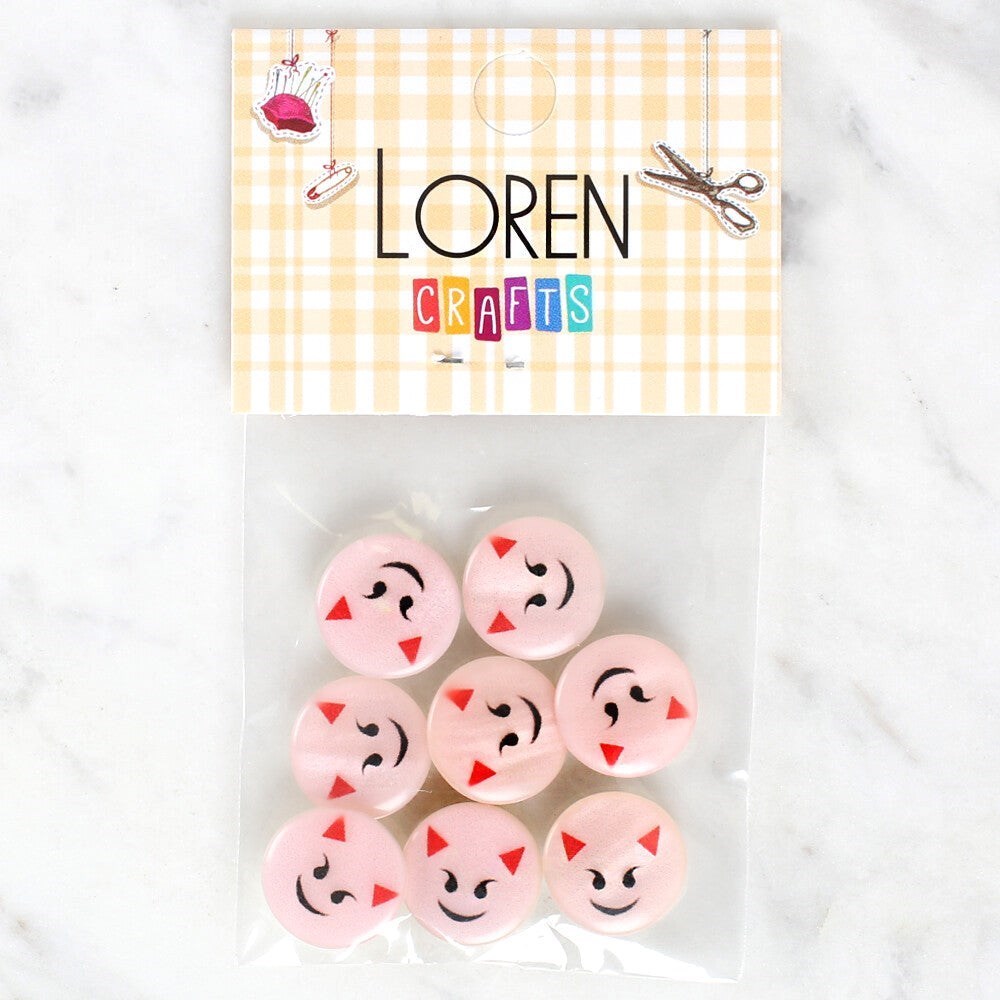 Loren Crafts 8'Li Gülen Yüz Düğme - 1023