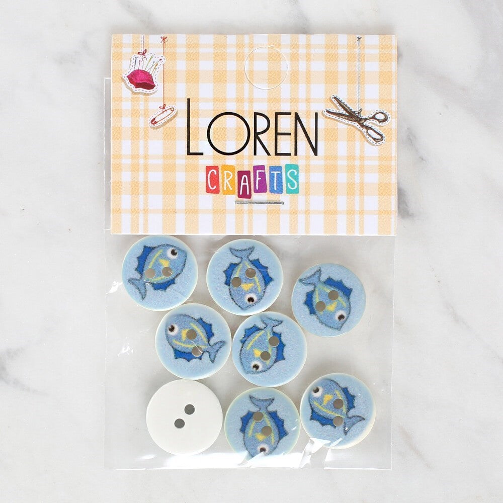 Loren Crafts 8'Li Balık Düğme - 1160