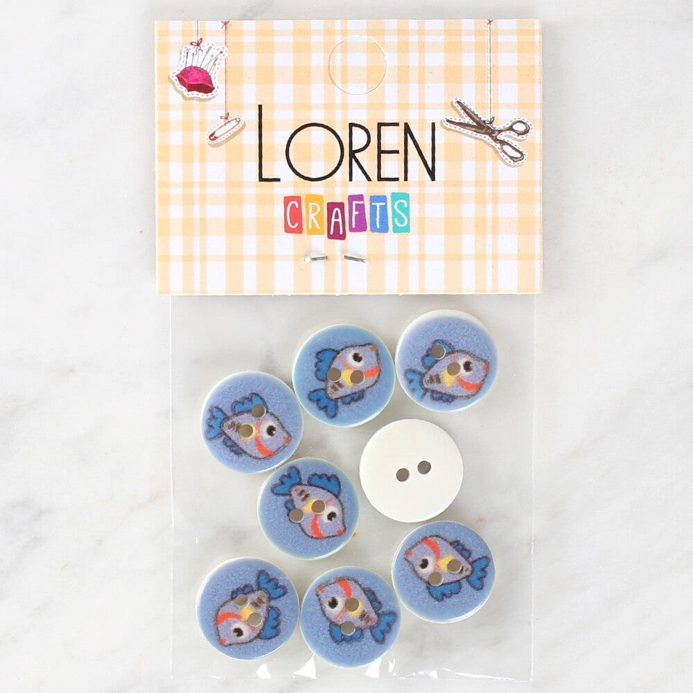 Loren Crafts 8'Li Balık Düğme - 1158