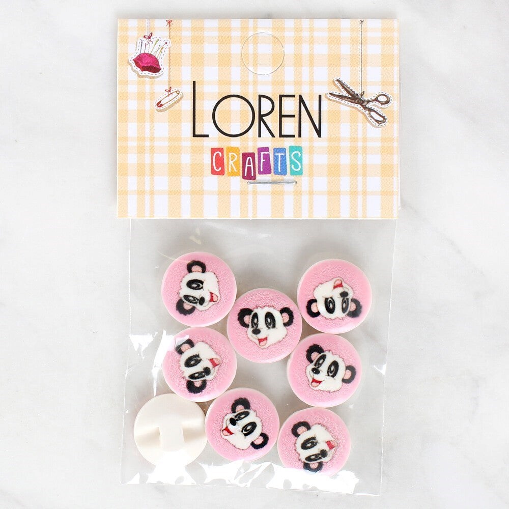 Loren Crafts 8'Li Panda Düğme - 1030