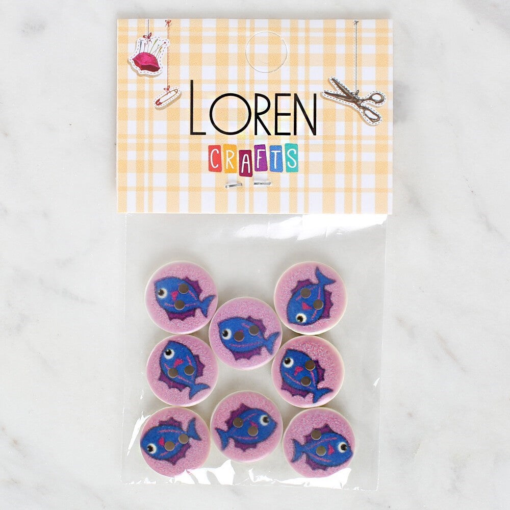 Loren Crafts 8'Li Balık Düğme - 1163