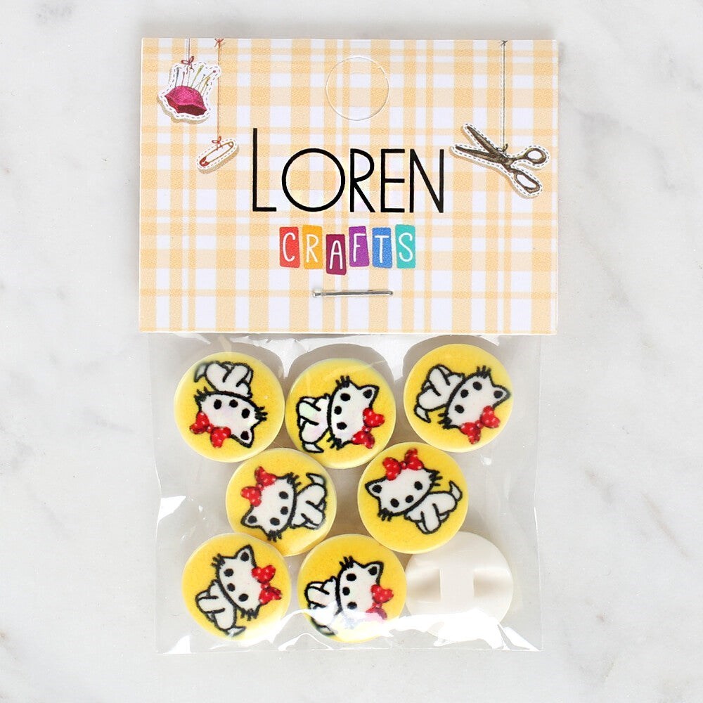 Loren Crafts 8'Li Kedi Düğme - 1063